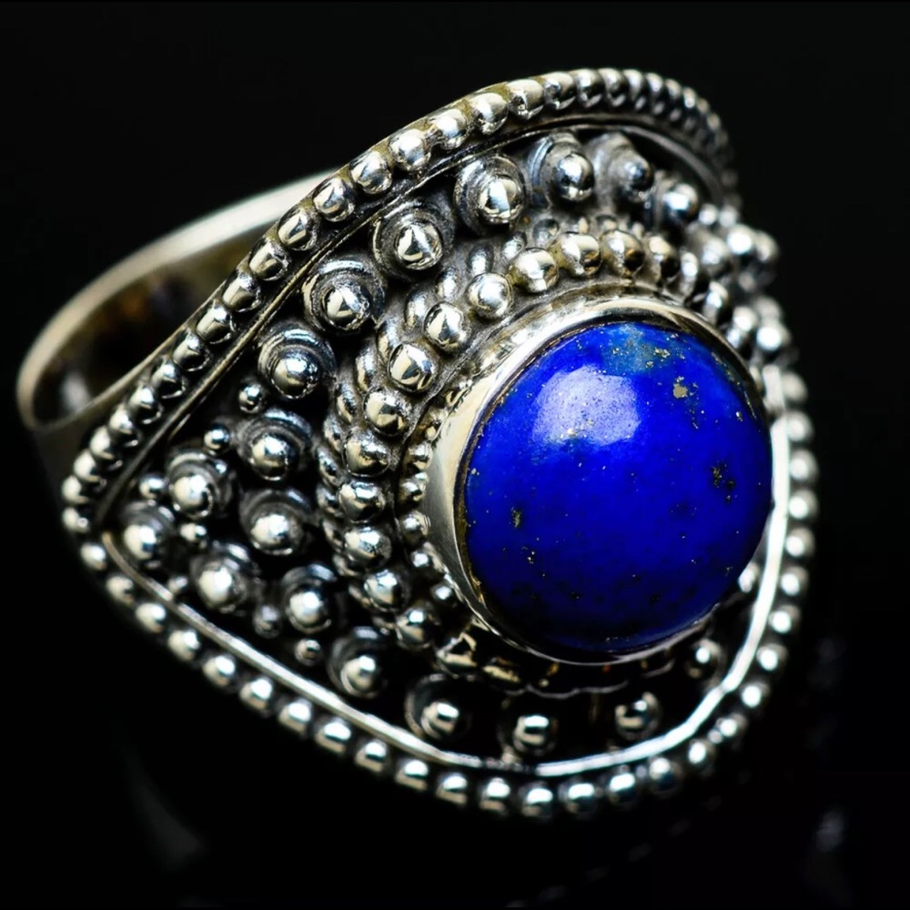 Lapis Lazuli 925 Sterling Silver Ring Size 8.25